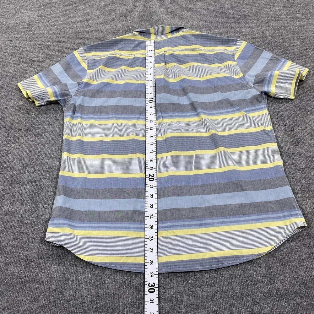 Levi's Shirt Mens XL Blue Striped Short Sleeve Button Up Casual Cotton Polyester
